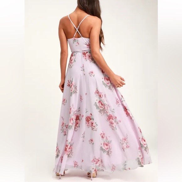 LULUS: Lavender floral wrap maxi dress - Picture 3 of 8